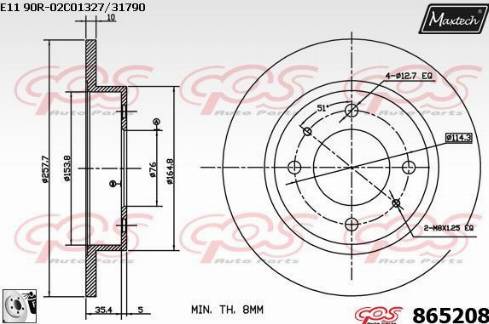 Maxtech 865208.0080 - Тормозной диск autospares.lv