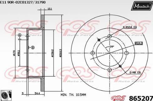 Maxtech 865207.0060 - Тормозной диск autospares.lv