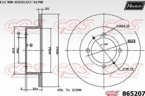 Maxtech 865207.0000 - Тормозной диск autospares.lv