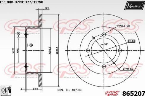 Maxtech 865207.0080 - Тормозной диск autospares.lv