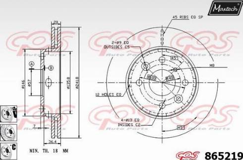 Maxtech 865219.6980 - Тормозной диск autospares.lv