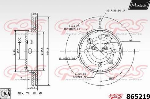 Maxtech 865219.0080 - Тормозной диск autospares.lv