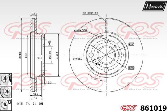 Maxtech 865219 - Тормозной диск autospares.lv