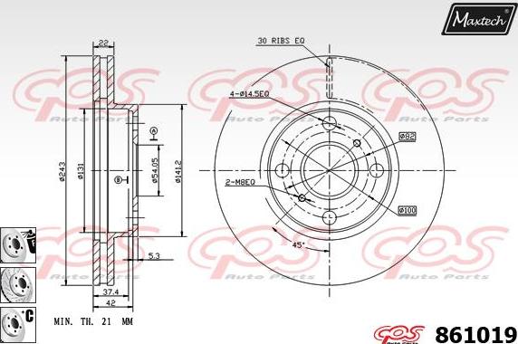 Maxtech 865220 - Тормозной диск autospares.lv