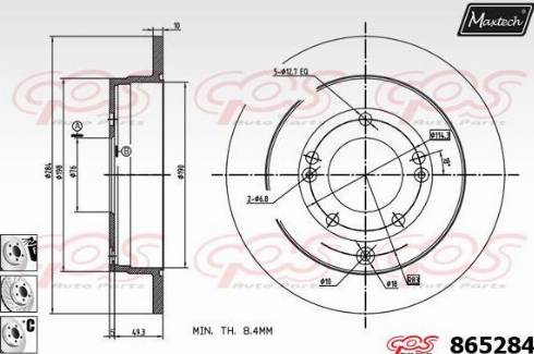 Maxtech 865284.6880 - Тормозной диск autospares.lv