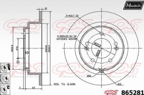 Maxtech 865281.6880 - Тормозной диск autospares.lv