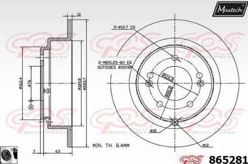 Maxtech 865281.0060 - Тормозной диск autospares.lv