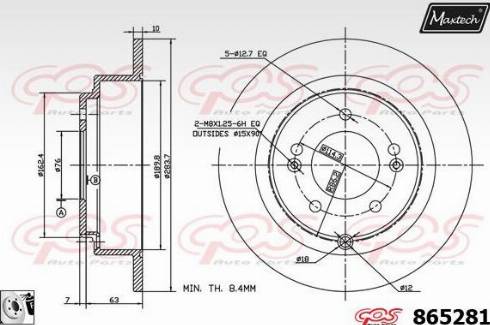 Maxtech 865281.0080 - Тормозной диск autospares.lv