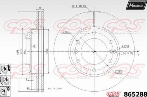 Maxtech 865288.6880 - Тормозной диск autospares.lv