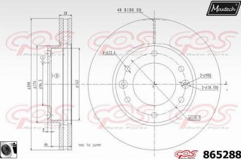 Maxtech 865288.0060 - Тормозной диск autospares.lv