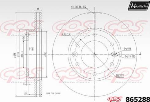 Maxtech 865288.0000 - Тормозной диск autospares.lv