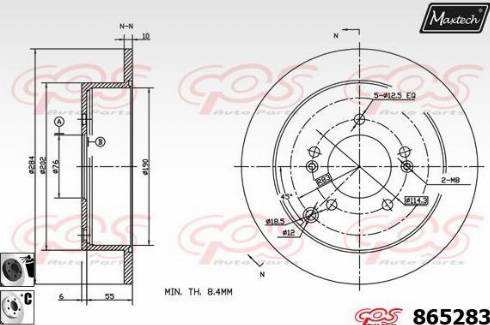 Maxtech 865283.6060 - Тормозной диск autospares.lv