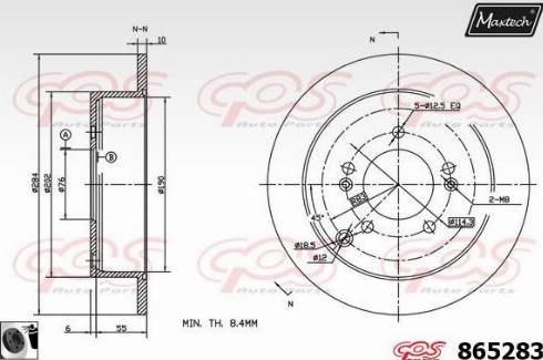 Maxtech 865283.0060 - Тормозной диск autospares.lv