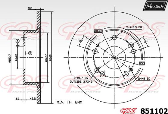 Maxtech 865287 - Тормозной диск autospares.lv