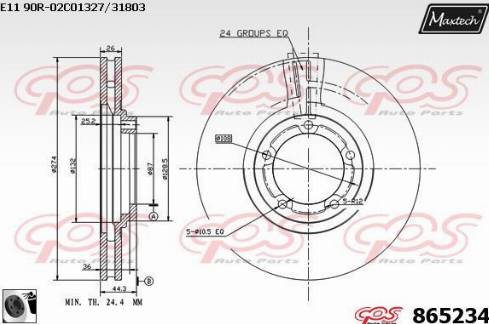 Maxtech 865234.0060 - Тормозной диск autospares.lv