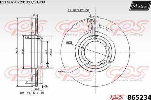 Maxtech 865234.0000 - Тормозной диск autospares.lv