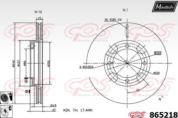 Maxtech 865234 - Тормозной диск autospares.lv