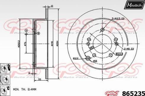 Maxtech 865235.6880 - Тормозной диск autospares.lv