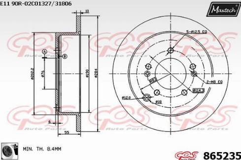 Maxtech 865235.0060 - Тормозной диск autospares.lv