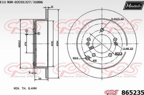 Maxtech 865235.0000 - Тормозной диск autospares.lv