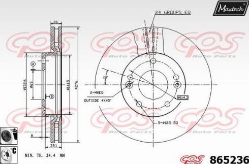 Maxtech 865236.6060 - Тормозной диск autospares.lv