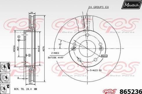 Maxtech 865236.6880 - Тормозной диск autospares.lv