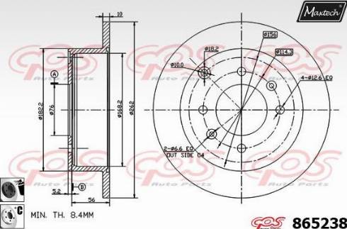 Maxtech 865238.6060 - Тормозной диск autospares.lv