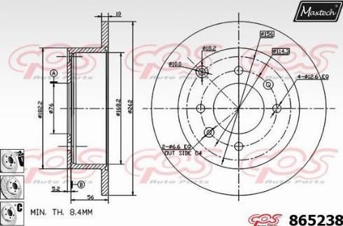 Maxtech 865238.6880 - Тормозной диск autospares.lv