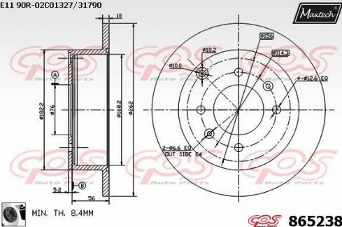 Maxtech 865238.0060 - Тормозной диск autospares.lv