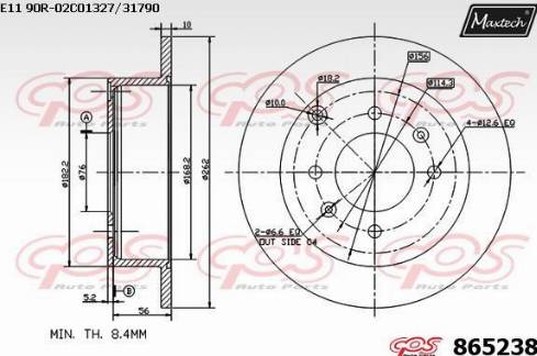 Maxtech 865238.0000 - Тормозной диск autospares.lv