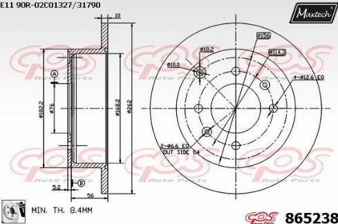 Maxtech 865238.0080 - Тормозной диск autospares.lv