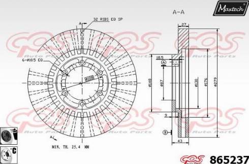 Maxtech 865237.6060 - Тормозной диск autospares.lv