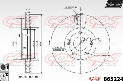 Maxtech 865224.6060 - Тормозной диск autospares.lv