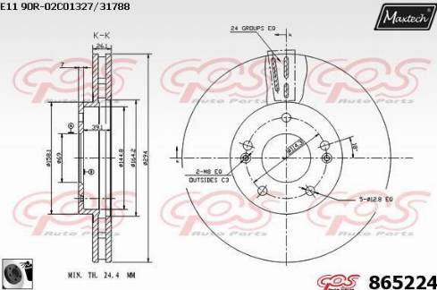 Maxtech 865224.0060 - Тормозной диск autospares.lv