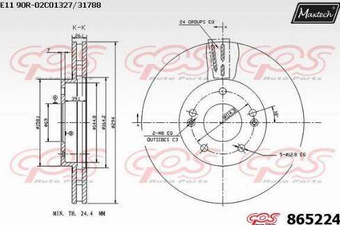 Maxtech 865224.0000 - Тормозной диск autospares.lv