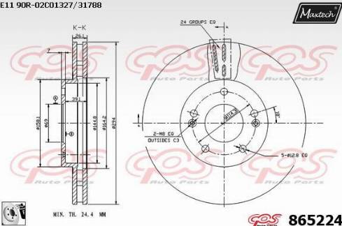 Maxtech 865224.0080 - Тормозной диск autospares.lv