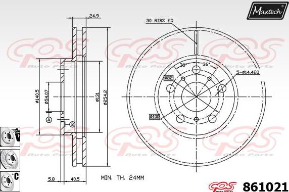 Maxtech 865224 - Тормозной диск autospares.lv