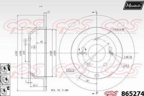 Maxtech 865274.6880 - Тормозной диск autospares.lv