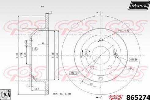 Maxtech 865274.0080 - Тормозной диск autospares.lv