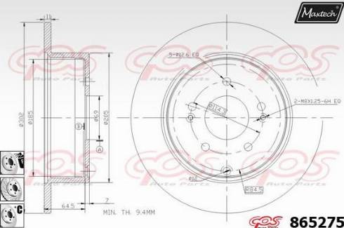 Maxtech 865275.6880 - Тормозной диск autospares.lv