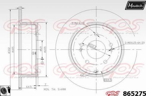 Maxtech 865275.0060 - Тормозной диск autospares.lv