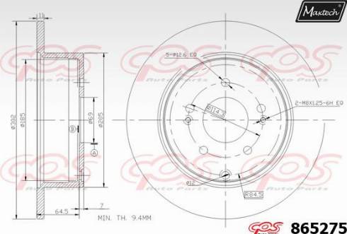 Maxtech 865275.0000 - Тормозной диск autospares.lv