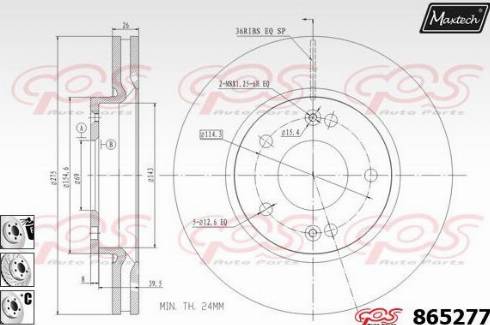 Maxtech 865277.6880 - Тормозной диск autospares.lv