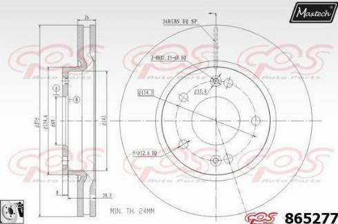 Maxtech 865277.0080 - Тормозной диск autospares.lv