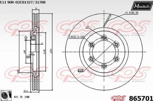 Maxtech 865701.0060 - Тормозной диск autospares.lv