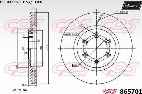 Maxtech 865701.0000 - Тормозной диск autospares.lv