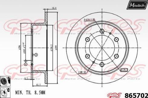 Maxtech 865702.6060 - Тормозной диск autospares.lv