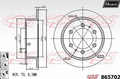 Maxtech 865702.6880 - Тормозной диск autospares.lv