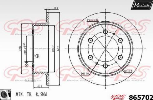 Maxtech 865702.0060 - Тормозной диск autospares.lv