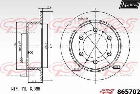 Maxtech 865702.0000 - Тормозной диск autospares.lv